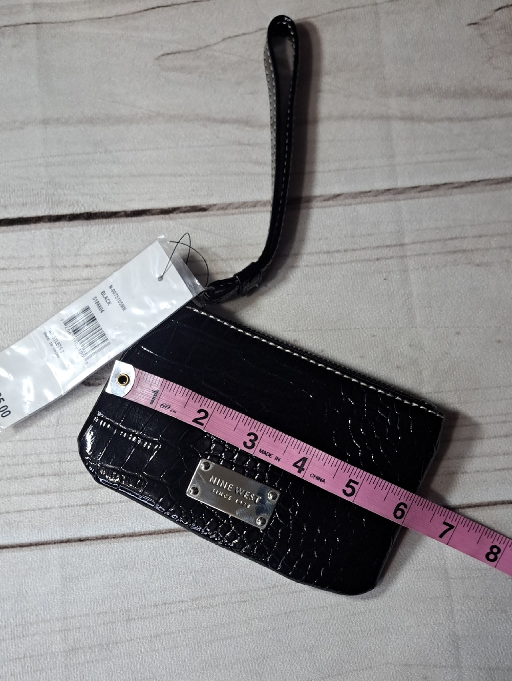 Nine West Black Croc-Embossed Wristlet